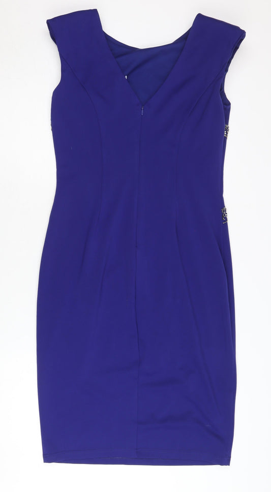 Little Mistress Blue Bodycon Dress, UK 14, Party Style