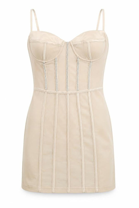 Oh Polly Women’s Beige Bodycon Dress UK 6 Party