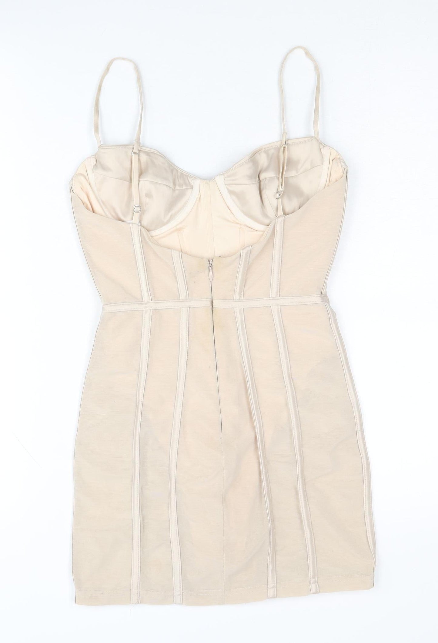 Oh Polly Women’s Beige Bodycon Dress UK 6 Party