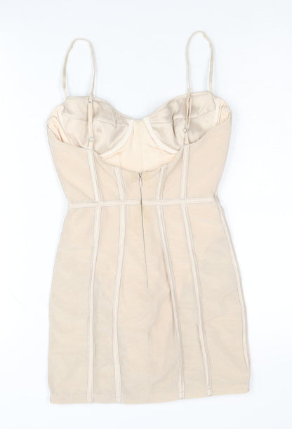 Oh Polly Women’s Beige Bodycon Dress UK 6 Party