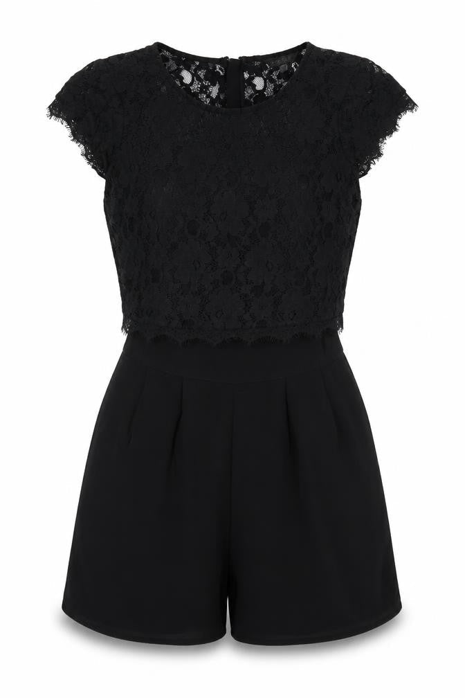 Marks and Spencer Black Lace Playsuit Size 8 Women