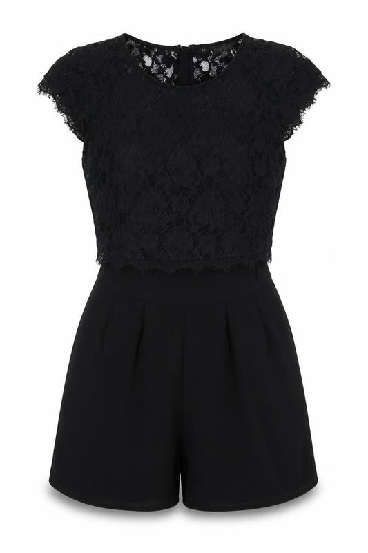 Marks and Spencer Black Lace Playsuit Size 8 Women
