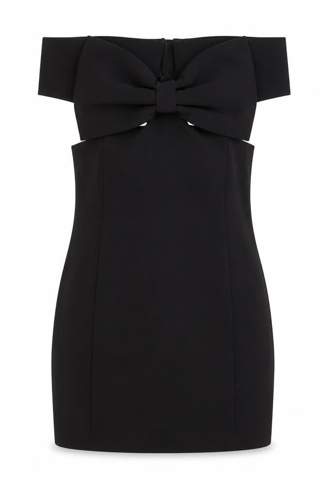 Front view of Zara Women's Black Off Shoulder Cocktail Dress L
