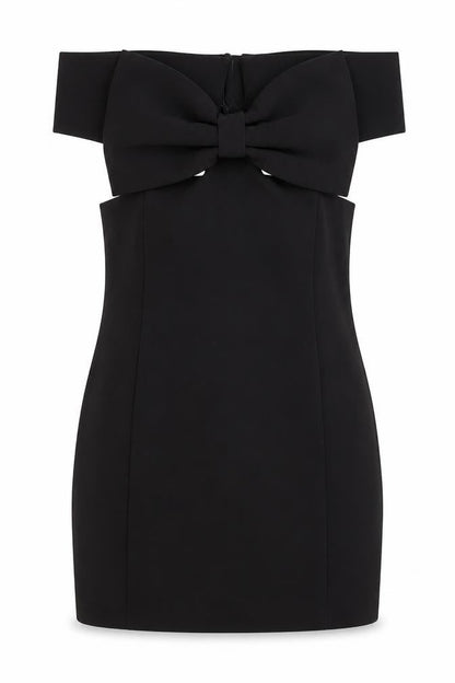 Front view of Zara Women's Black Off Shoulder Cocktail Dress L