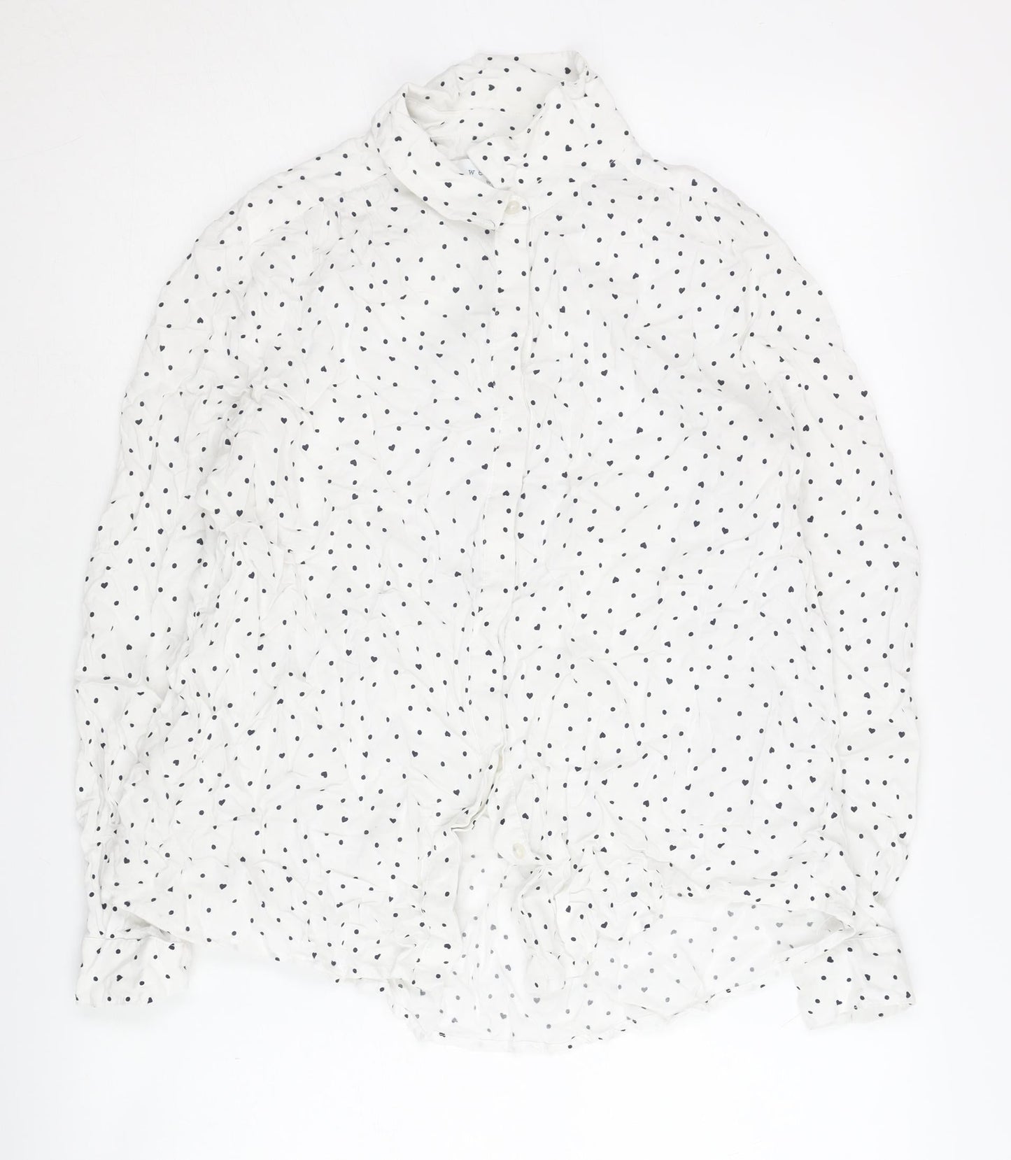 John Lewis Women's White Polka Dot Blouse Size 12
