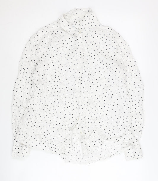 John Lewis Women's White Polka Dot Blouse Size 12