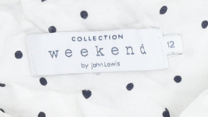 John Lewis Women's White Polka Dot Blouse Size 12