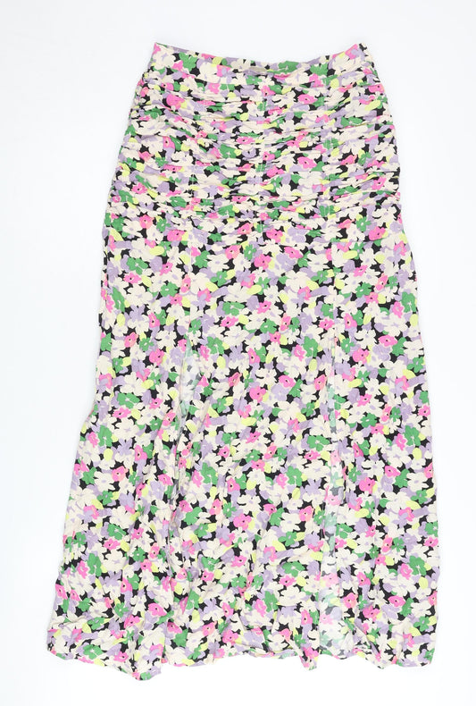 H&M Women's Multicoloured Floral Skirt Size 8