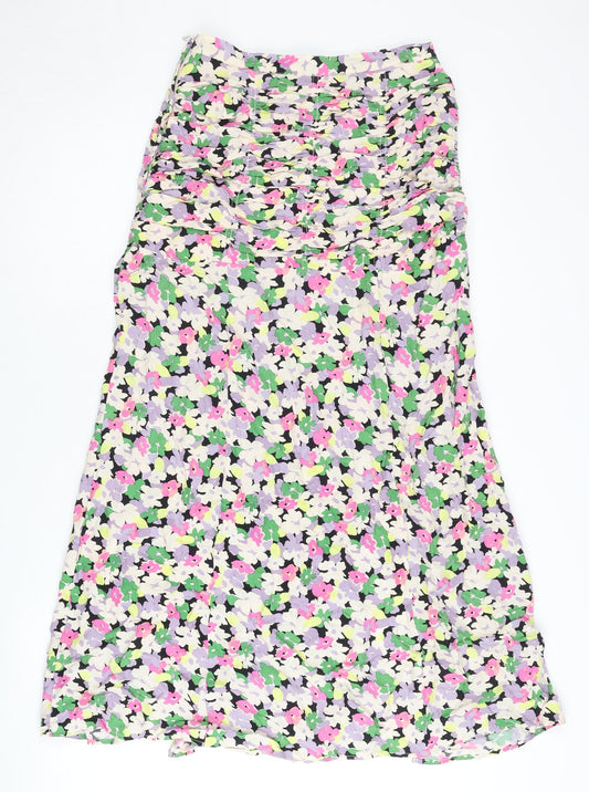 H&M Women's Multicoloured Floral Skirt Size 8