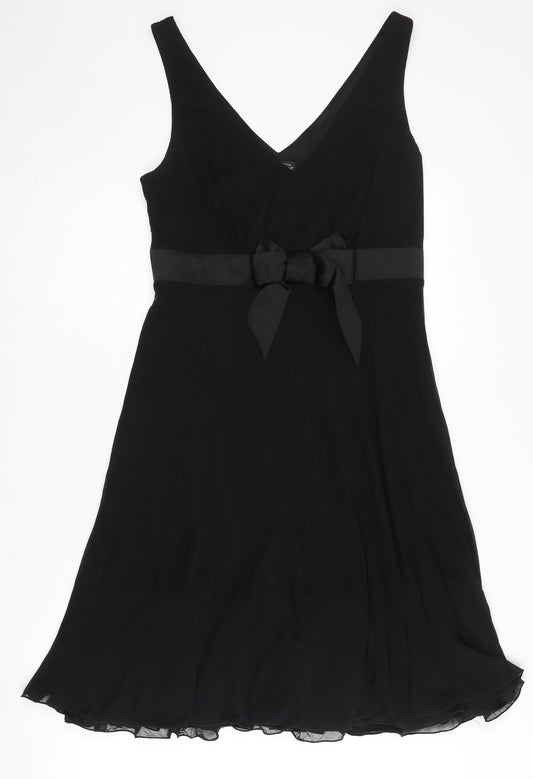 Next Women's Black V-Neck Dress Size 10