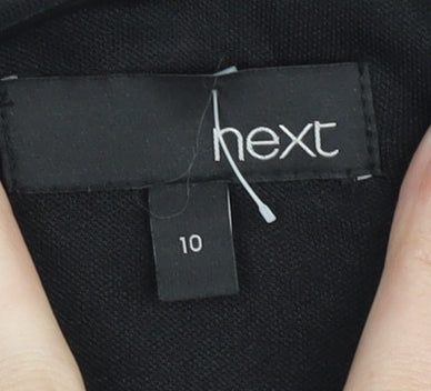 Next Women's Black V-Neck Dress Size 10