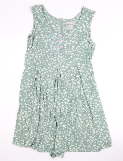 Basic Editions Women's Green Floral Playsuit M