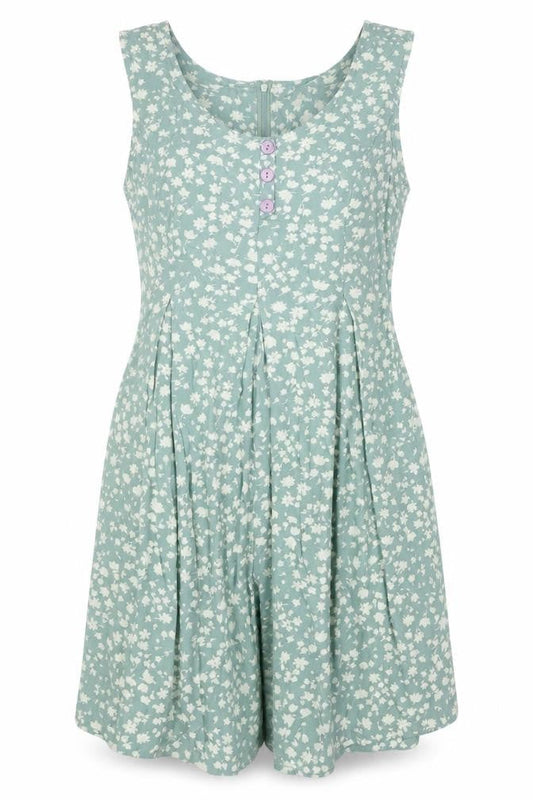 Basic Editions Women's Green Floral Playsuit M