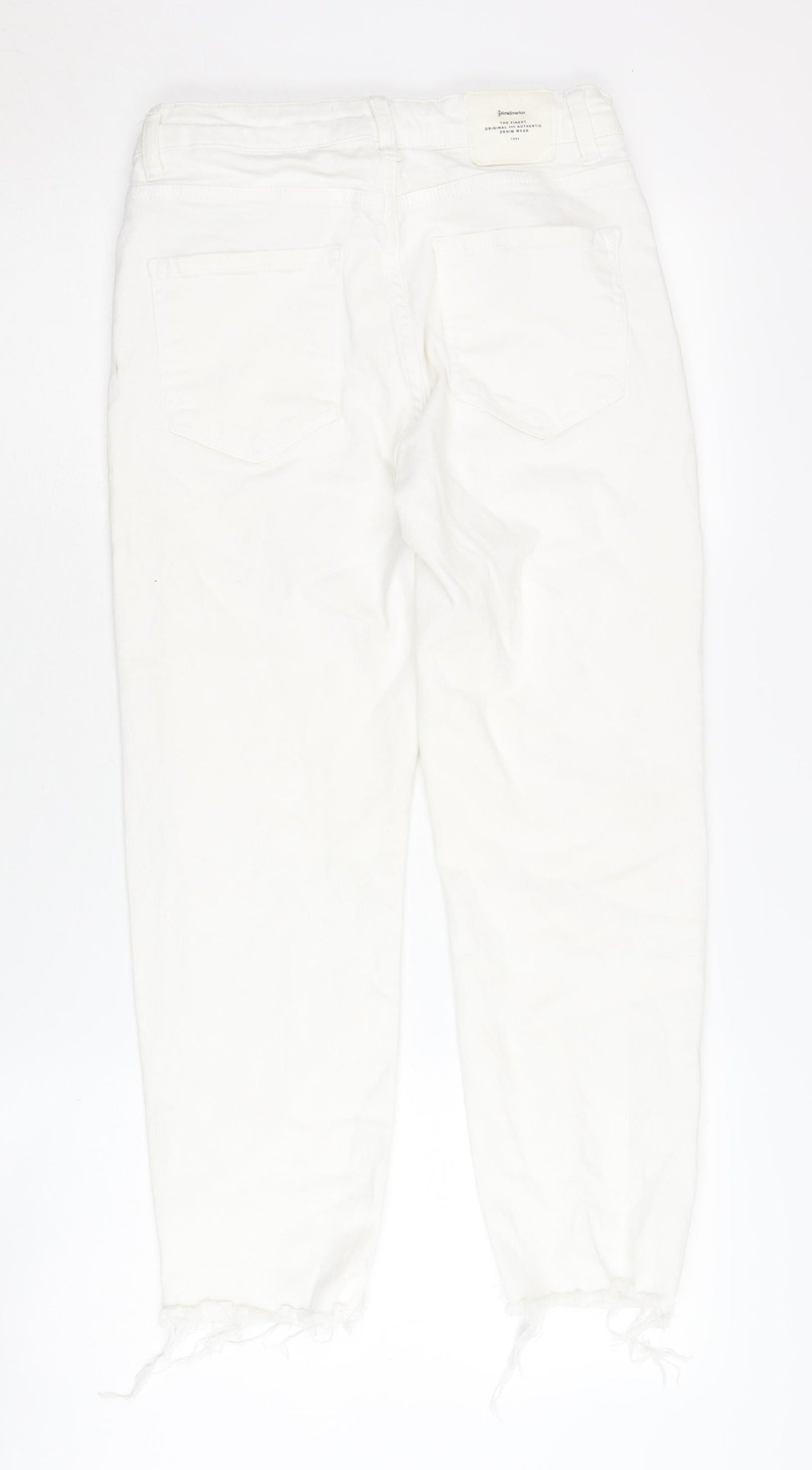 Womens UK Size 10 Stradivarius Regular Fit Mom White Jeans