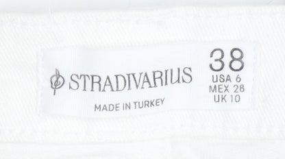 Womens UK Size 10 Stradivarius Regular Fit Mom White Jeans