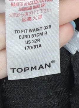 Topman Men's Grey Check Trousers, Size 32