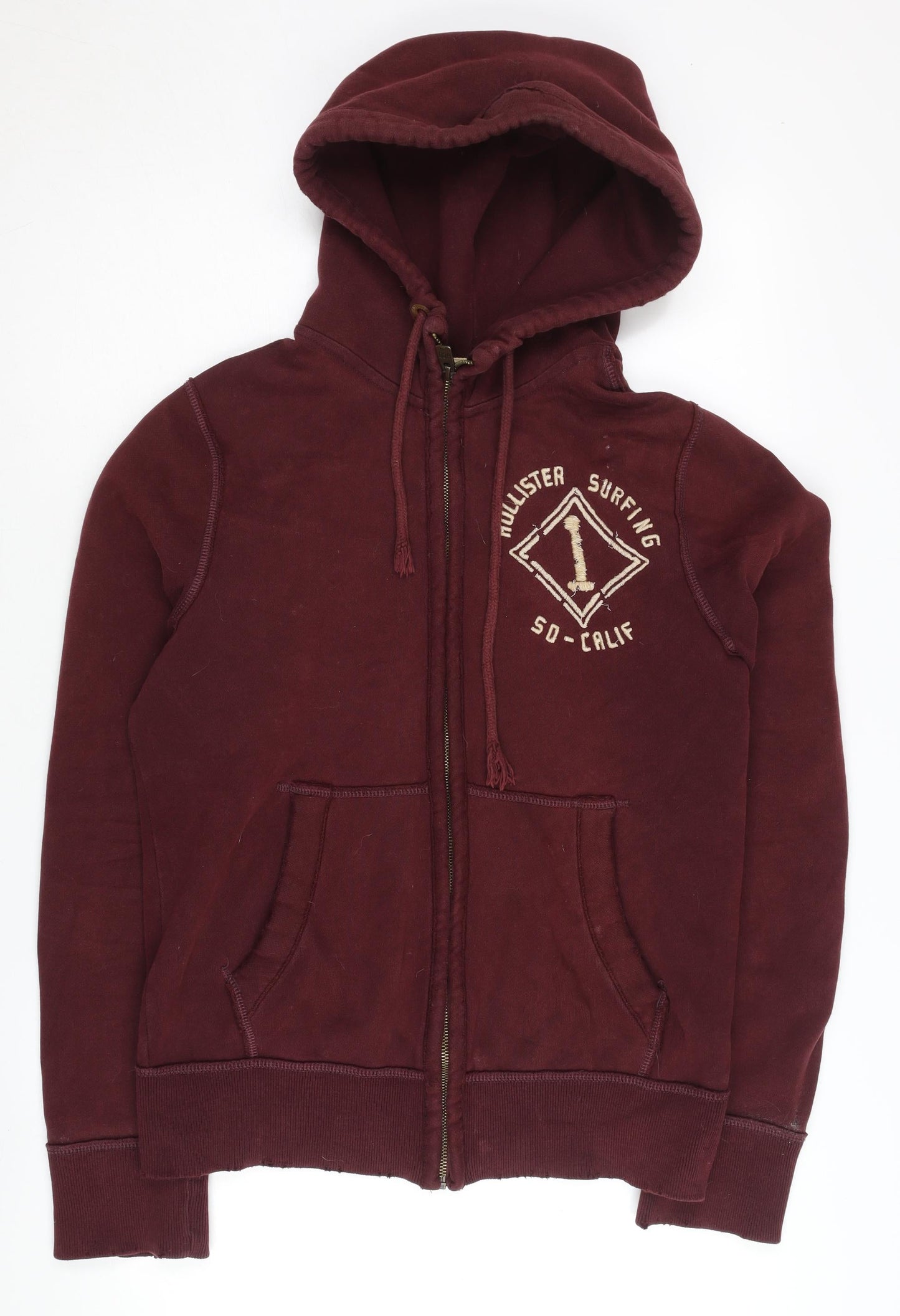 Mens UK Size S Hollister Red Full Zip Hoodie