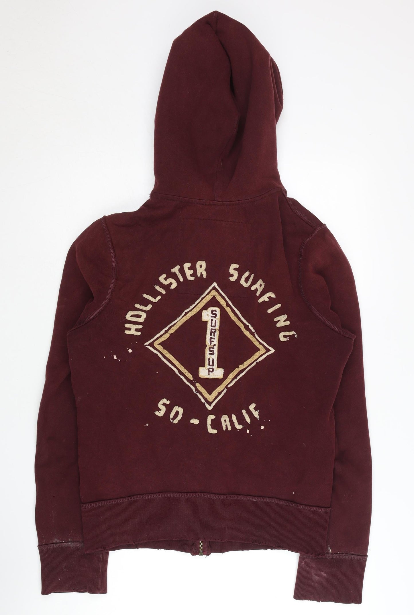 Mens UK Size S Hollister Red Full Zip Hoodie