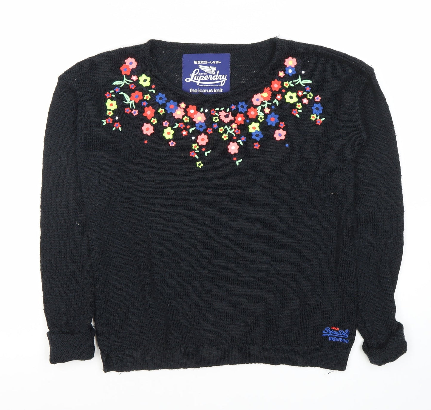 Luperdry Women’s Black Floral Pullover Jumper 2XS