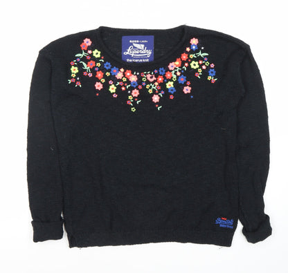 Luperdry Women’s Black Floral Pullover Jumper 2XS