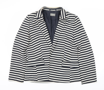 Oasis Women's Black Striped Blazer, UK 14, Excellent