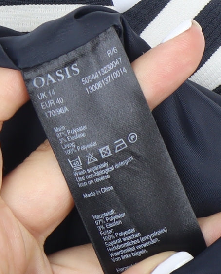 Oasis Women's Black Striped Blazer, UK 14, Excellent