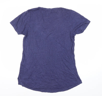 Womens UK Size 10 Fat Face Blue Basic T-Shirt