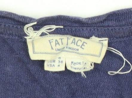 Womens UK Size 10 Fat Face Blue Basic T-Shirt