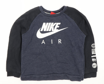 Nike Boys Blue Black Sweatshirt - Size 7-8 Yrs