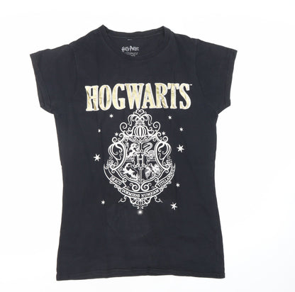 Womens UK Size 12 Harry Potter Black Basic T-Shirt