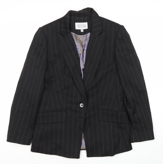 Next Women's Black Pinstripe Blazer, Size 12 - Petites
