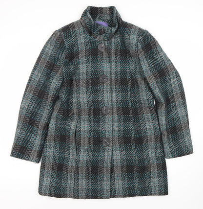 Autonomy Women's Multicoloured Plaid Mid-Length Coat Size 12