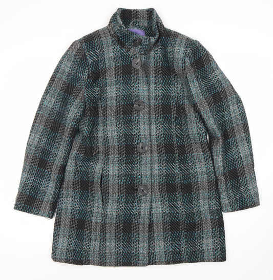 Autonomy Women's Multicoloured Plaid Mid-Length Coat Size 12