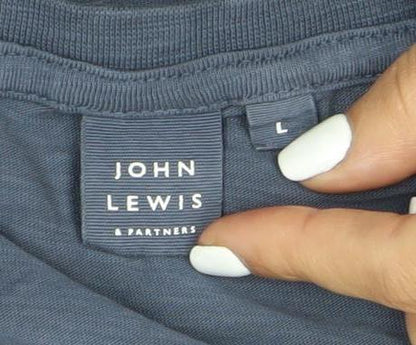 John Lewis Men's Blue Crew Neck Cotton T-Shirt, Size L