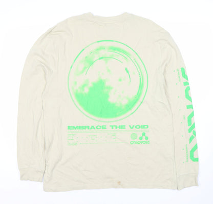 River Island Men's Beige Graphic Print T-Shirt M