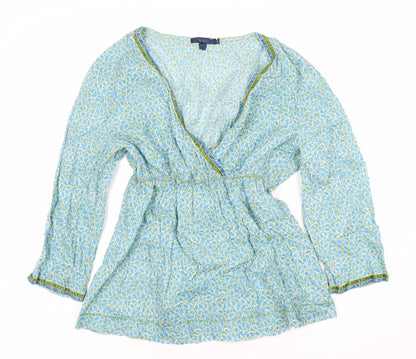 J.Crew Women's Blue Floral Wrap Blouse Size 12