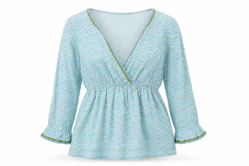 J.Crew Women's Blue Floral Wrap Blouse Size 12