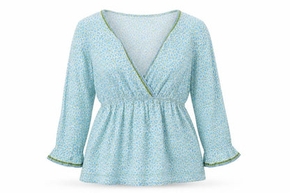 J.Crew Women's Blue Floral Wrap Blouse Size 12