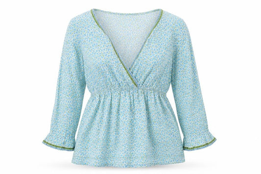 J.Crew Women's Blue Floral Wrap Blouse Size 12