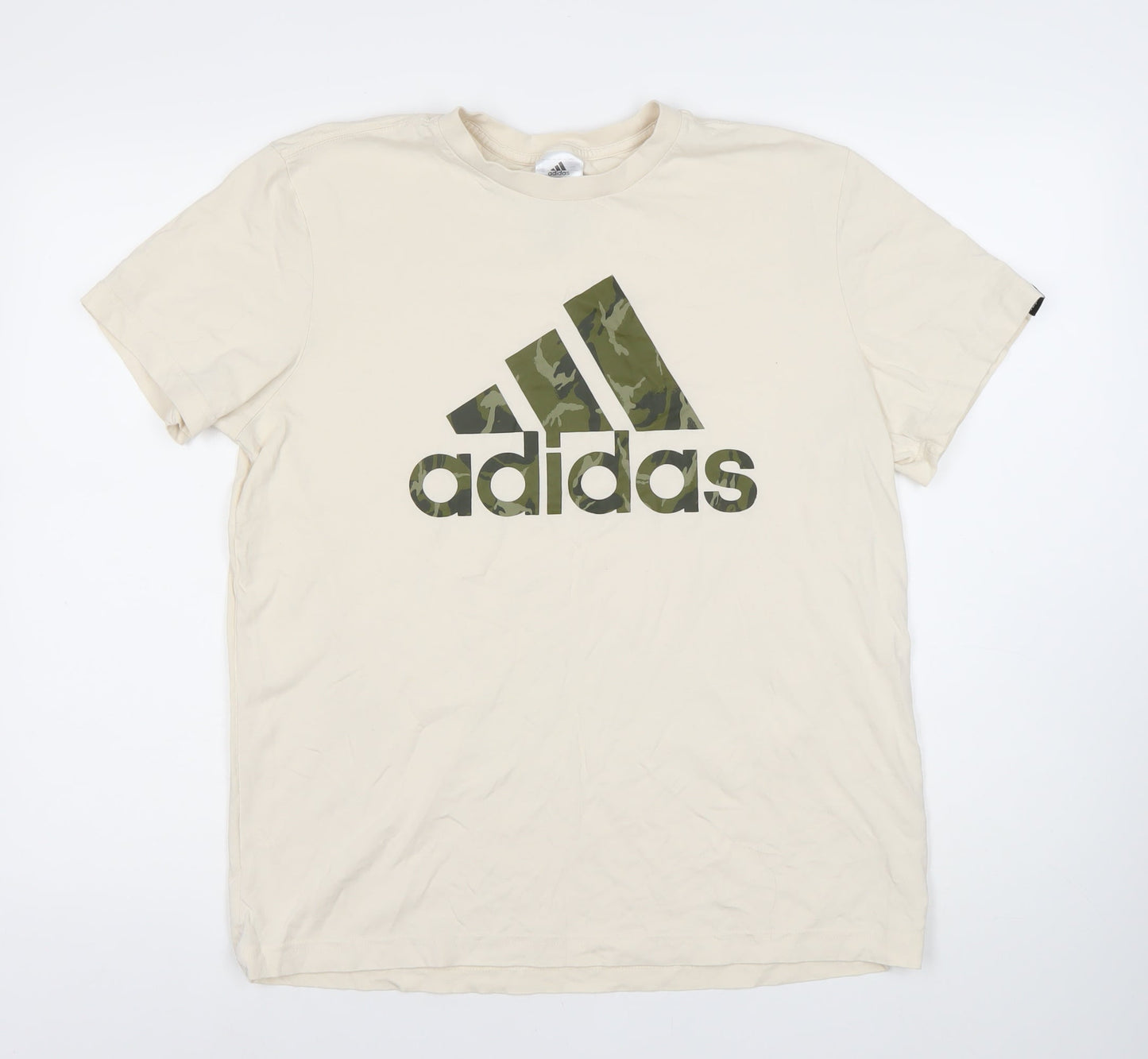 Adidas Men's Beige Medium Graphic Print T-Shirt