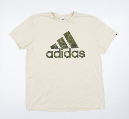 Adidas Men's Beige Medium Graphic Print T-Shirt