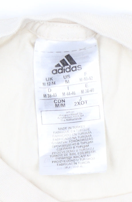 Adidas Men's Beige Medium Graphic Print T-Shirt