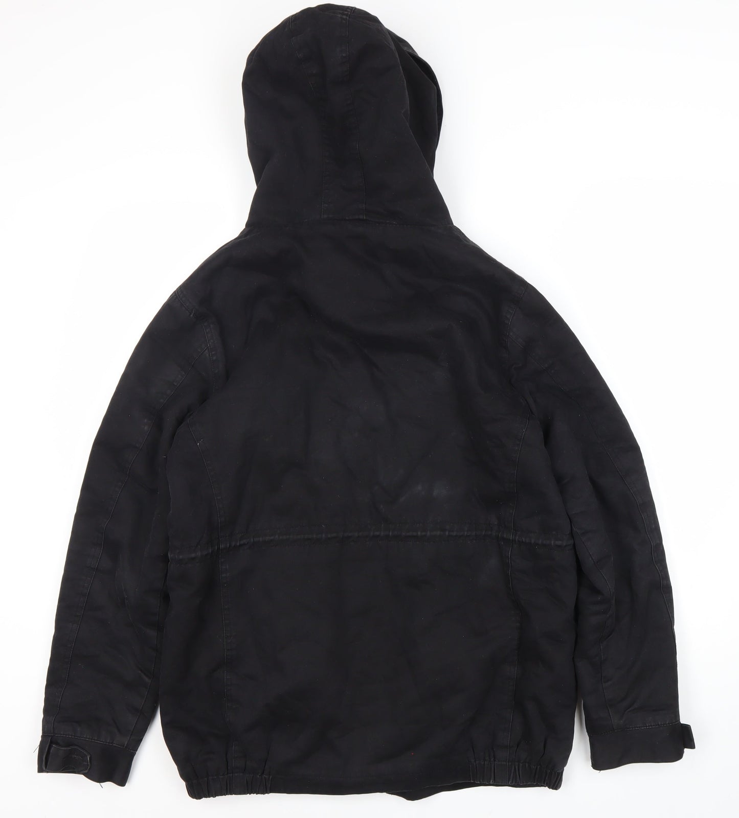 Vera Lucy Women's Black Parka Hooded Jacket L Casual