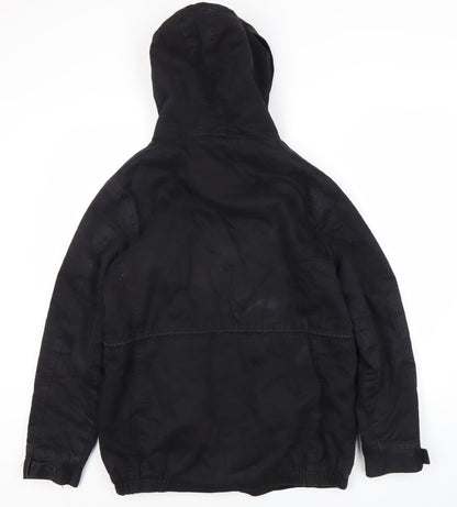 Vera Lucy Women's Black Parka Hooded Jacket L Casual
