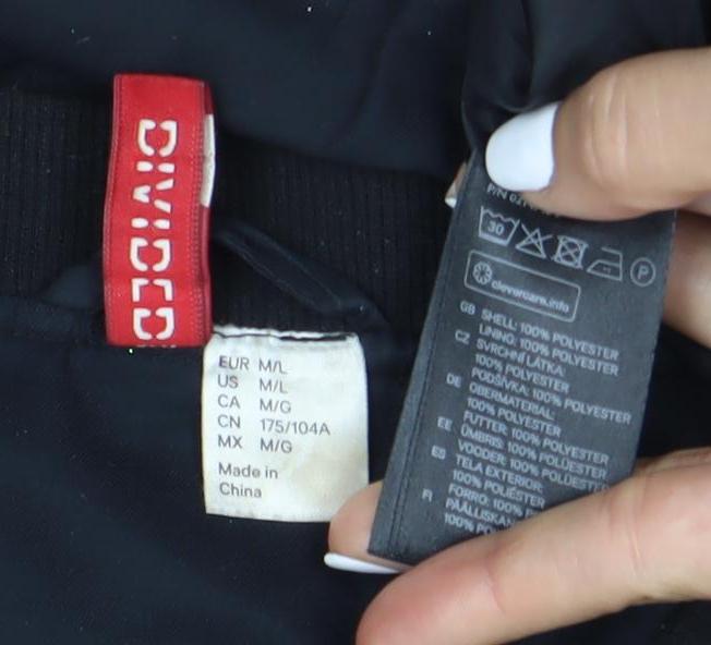 Divided Women's Black Bomber Jacket Size 12 Casual Zip