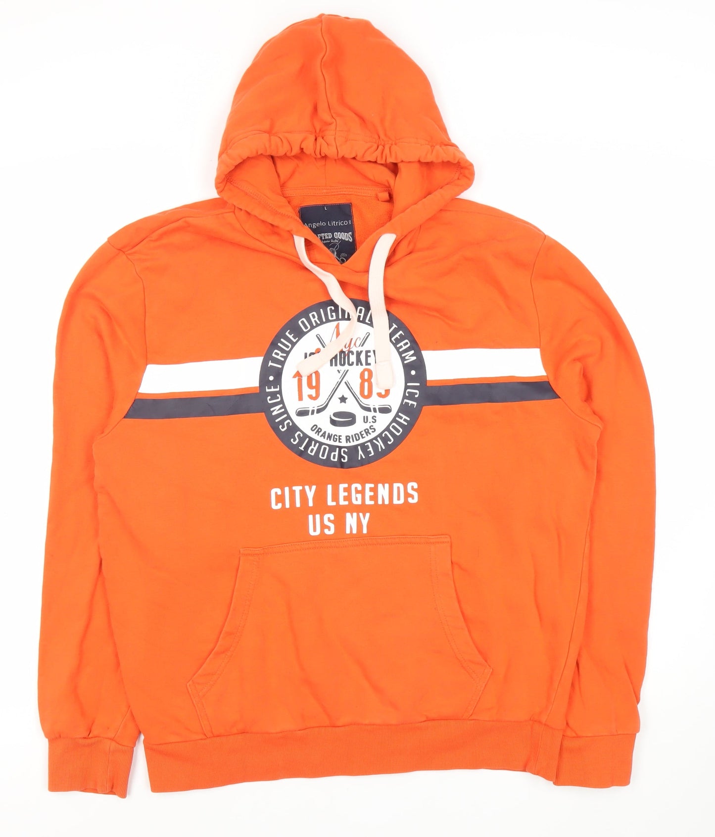 Mens UK Size L C&A Orange Pullover Hoodie
