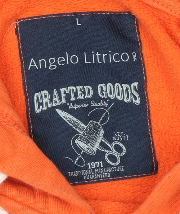 Mens UK Size L C&A Orange Pullover Hoodie