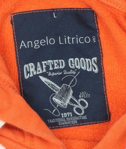Mens UK Size L C&A Orange Pullover Hoodie