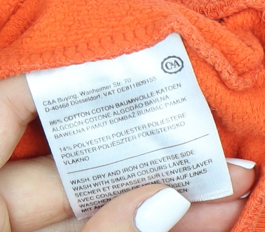 Mens UK Size L C&A Orange Pullover Hoodie