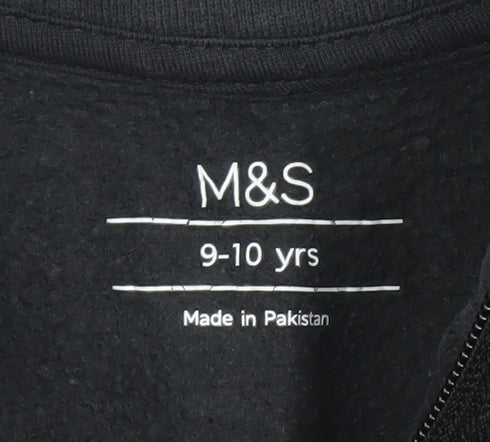 Marks and Spencer Boys Black Fleece Hoodie 9-10 Years